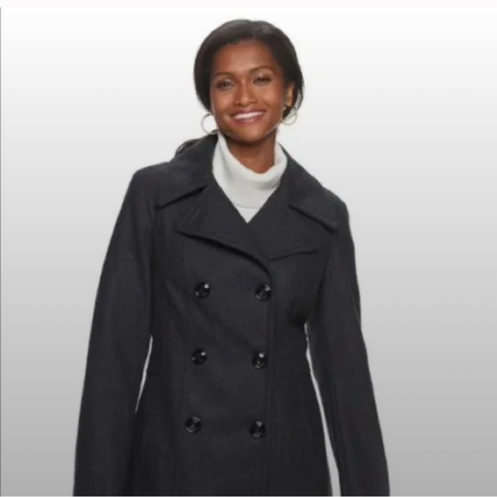 Micheal Kors Charcoal Grey Double Breasted Wool Peacoat